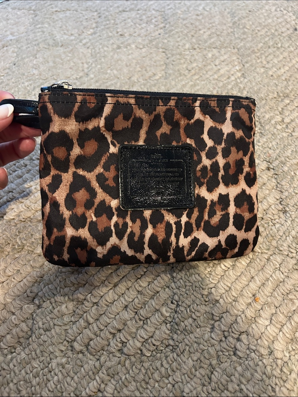 Coach Leopard Print Zip Pouch - Brown & Black